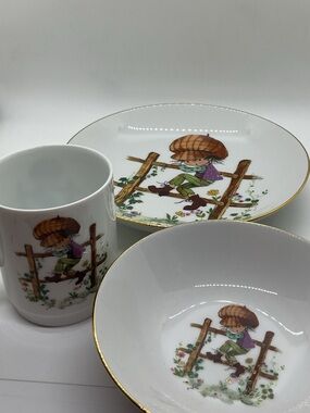 Porcelain Dinnerware Set with Child Illustration by Gisela Gottschlich